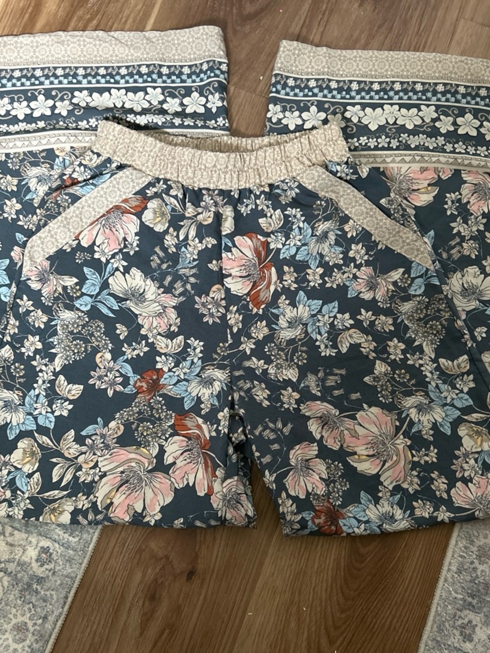 Sienna Sky Floral Bermuda Shorts in Navy with Pink & Blue Accents